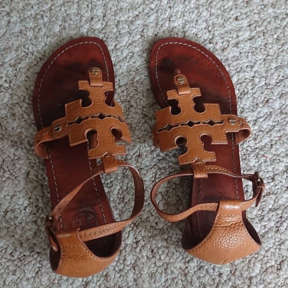 Tory Burch Phoebe Thong Ankle-Strap Sandals Size 7.5 - Picture 1 of 12